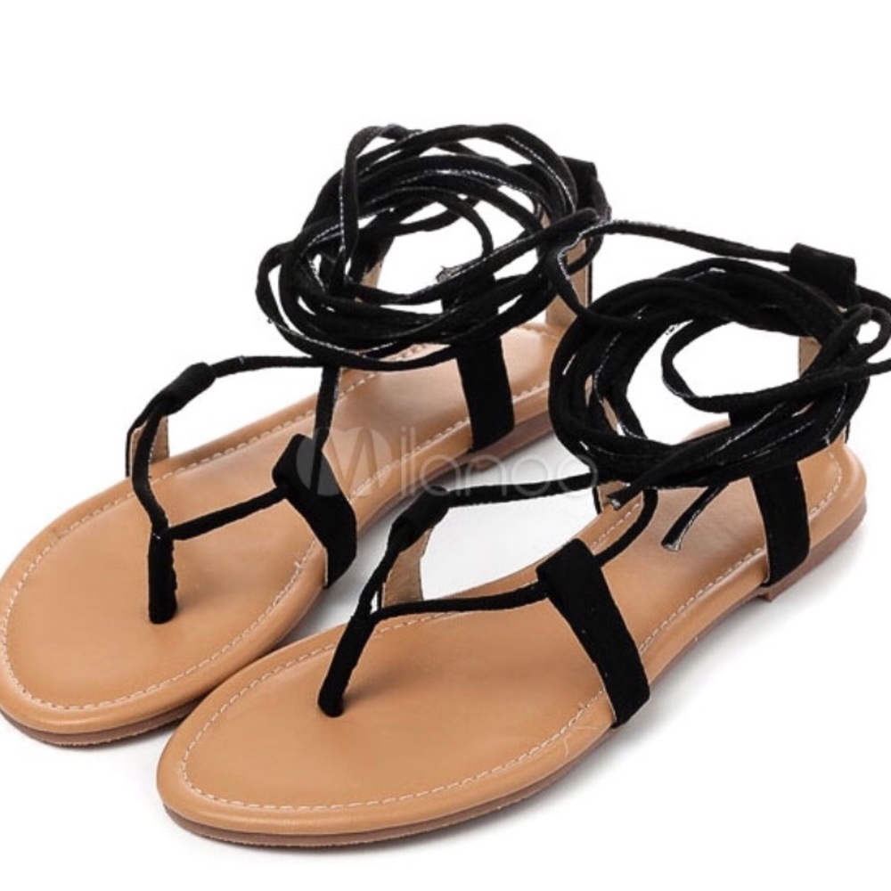 Black Suede Gladiator Sandals